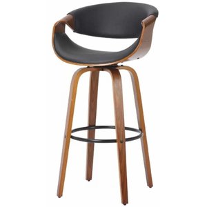 Banqueta Munique Assento Couro Ecologico Preto Base Madeira 105 Cm - 70794