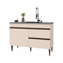 Ver imagem 1 de Balcão de Cozinha Gabinete Pia 120cm 2 Portas 1 Gaveta Milano Multimóveis MP2385 - Vanilla