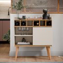 Ver imagem 2 de Aparador Buffet Florença Cantinho do Café com Adega com Porta de Correr - Off White com Nature