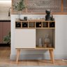 Aparador Buffet Florença Cantinho do Café com Adega com Porta de Correr - Off White com Nature - 1
