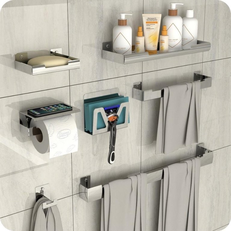 Kit Acessórios Para Banheiro 7 Peças Inox ELG