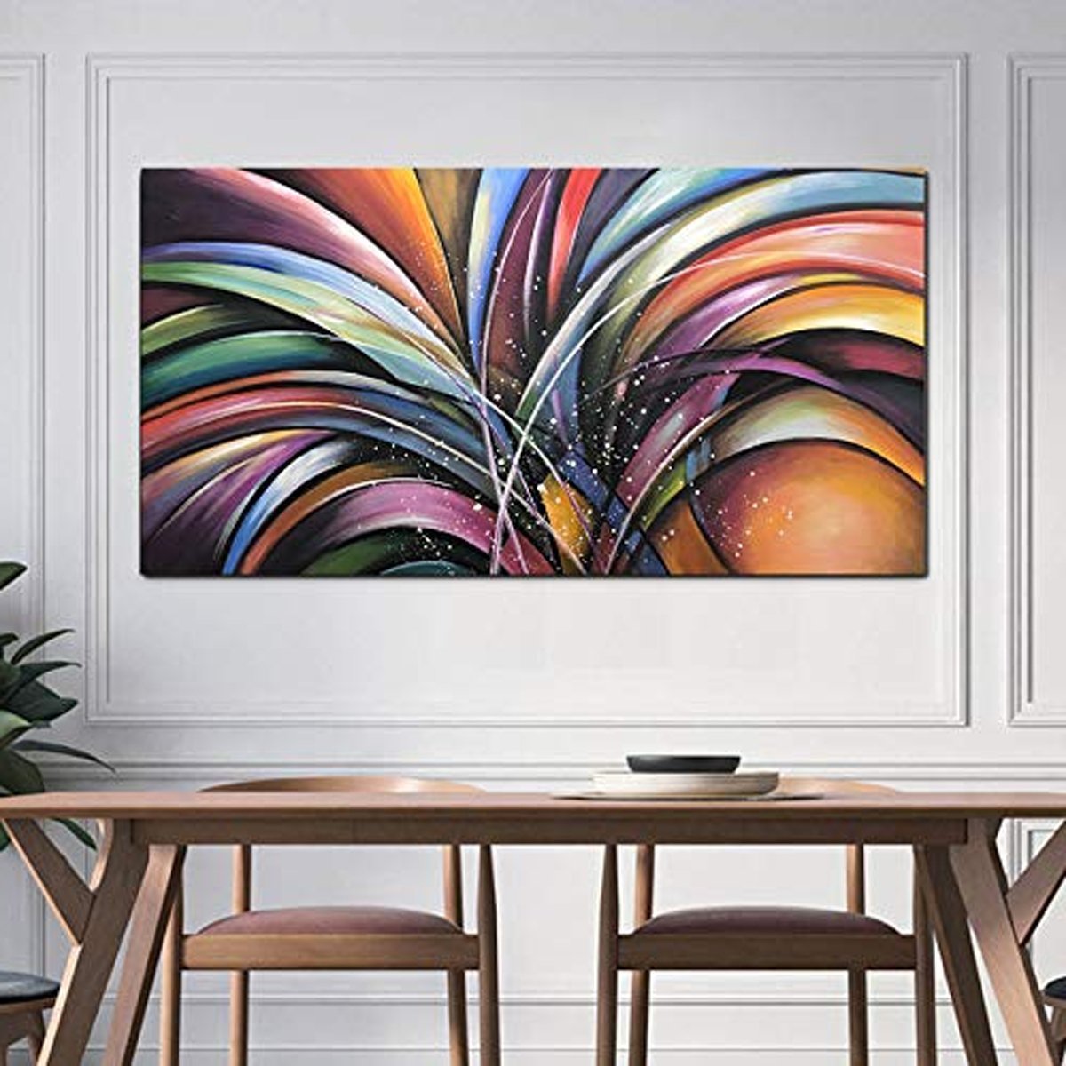 Quadro Pintura Tela colorida abstrato moderno home 5144: 60cm (A) x 120cm (L) - 1