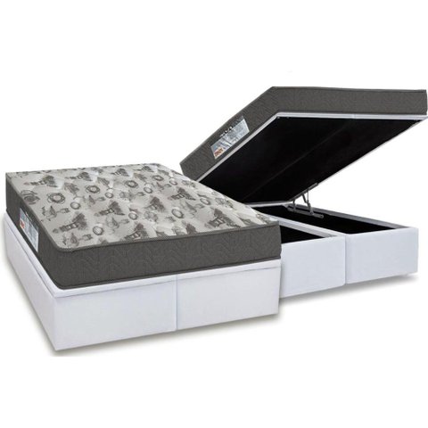 Cama Box Baú Queen: Colchão Anatômico Ortobom D33 / EP ISO 100 Ultra Firme + Base CRC Courano