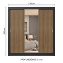 Ver imagem 4 de Guarda-roupa Casal 3 Portas de Correr com Espelho 4 Gavetas Preto/rustic Sublime Plus Madesa