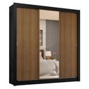 Ver imagem 3 de Guarda-roupa Casal 3 Portas de Correr com Espelho 4 Gavetas Preto/rustic Sublime Plus Madesa