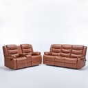 Ver imagem 6 de Conjunto Poltronas 2 e 3 Lugares Reclinável Hollywood com Massagem e Aquecimento PU Caramelo G94