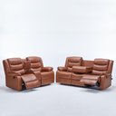 Ver imagem 5 de Conjunto Poltronas 2 e 3 Lugares Reclinável Hollywood com Massagem e Aquecimento PU Caramelo G94