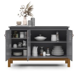 Buffet Aparador Balcão 3 Portas Sonetto Puxador em Couro para Sala Jantar - 8