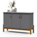 Ver imagem 4 de Buffet Aparador Balcão 3 Portas Sonetto Puxador em Couro para Sala Jantar