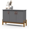 Buffet Aparador Balcão 3 Portas Sonetto Puxador em Couro para Sala Jantar - 4