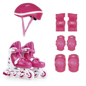 Kit Patins Rosa Tamanho M 34-37 Acessórios e Capacete