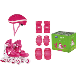 Kit Patins Rosa Tamanho M 34-37 Acessórios e Capacete - 7