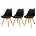 Ver imagem 1 de 3x Cadeira Charles Eames Leda Design Wood Estofada Base Madeira Preta