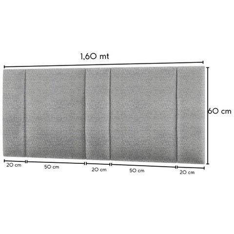 Cabeceira Estofada Iluminação Led Stella Cama Queen Size 160cm Linho Cinza
