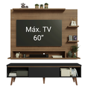 Ver imagem 6 de Rack com Painel para TV até 60 Polegadas 180 cm com Pés Rustic/Preto/Rustic Reims Madesa