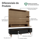 Ver imagem 5 de Rack com Painel para TV até 60 Polegadas 180 cm com Pés Rustic/Preto/Rustic Reims Madesa