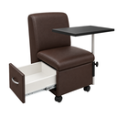 Ver imagem 4 de Ciranda Cadeira para Manicure com Mesa Regulável, Gaveta e Rodízios - Marrom