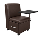 Ver imagem 1 de Ciranda Cadeira para Manicure com Mesa Regulável, Gaveta e Rodízios - Marrom