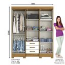 Ver imagem 3 de Guarda Roupa Casal com Espelho 6 Portas 3 Gavetas Mentor Briz Bege/Nature/Off White