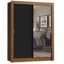 Ver imagem 2 de Guarda-Roupa Solteiro Madesa Denver 2 Portas de Correr com Espelho Rustic/Preto Cor:Rustic/Preto