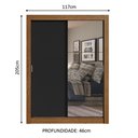 Ver imagem 3 de Guarda-Roupa Solteiro Madesa Denver 2 Portas de Correr com Espelho Rustic/Preto Cor:Rustic/Preto