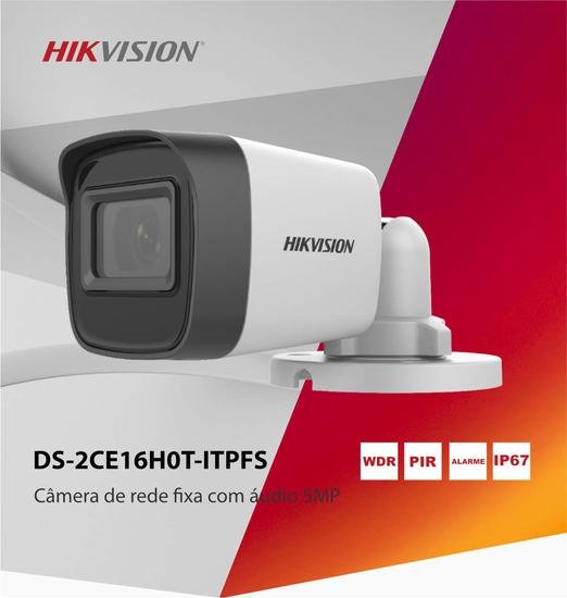 Camera Hikvision Bullet Mini DS-2CE16H0T-Itpfs 5MP | MadeiraMadeira