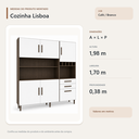Ver imagem 3 de Kit Cozinha Lisboa 6 Portas 2 Gavetas Formimóveis Cor Café Branco