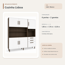Ver imagem 4 de Kit Cozinha Lisboa 6 Portas 2 Gavetas Formimóveis Cor Café Branco