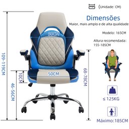 Cadeira YAMASORO Gamer e home office com ajuste de lombar, confortável e durável, braços rebatíveis - 3 Cadeira YAMASORO Gamer e home office com ajuste de lombar, confortável e durável, braços rebatíveis - 3