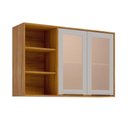 Ver imagem 1 de Armário Aéreo Cozinha 120 Cm Brilhante 2 Portas Reflecta 100% Mdf Cinamomo/offwhite - Mgm Móveis