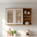 Ver imagem 2 de Armário Aéreo Cozinha 120 Cm Brilhante 2 Portas Reflecta 100% Mdf Cinamomo/offwhite - Mgm Móveis