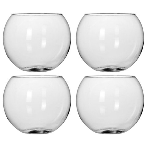 Kit 4 Vasos Vidro Redondo Tipo Aquário 1,5 Litros Decoração e Terrários - Mistral 