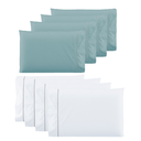 Ver imagem 1 de Kit 6 Fronhas Ponto Palito Percal 600 Fios Callandra Cor:Azul e Branco