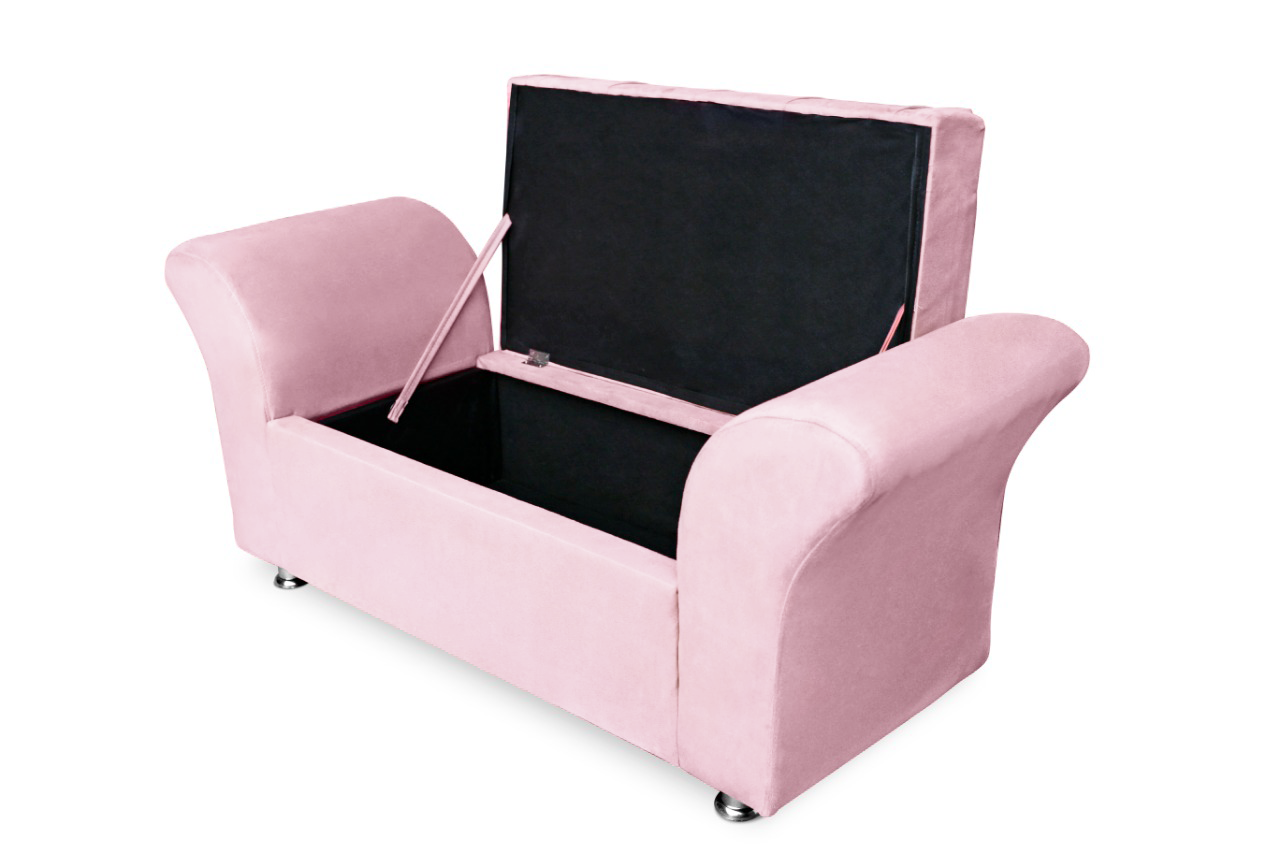 Recamier Sapateira Baú Veneza Cama Casal 140 cm Corano Rosa Bebe DL Decor - 2