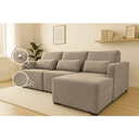 Ver imagem 1 de Sofá Baroni Tecido Linho com Chaisse Lado Direito e Conjunto de Almofadas Soltas | de Casa Décor e e