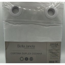 Cortina Cozinha Duplex 3,00 X 1,20 Bella Janela - Branco08 - 3