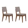 Conjunto com 2 Cadeiras de Madeira Maciça Estofada Ella - Natural C/ Mescla Cinza - 1