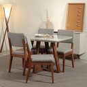 Ver imagem 3 de Conjunto com 2 Cadeiras de Madeira Maciça Estofada Ella - Natural C/ Mescla Cinza