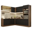 Ver imagem 2 de Cozinha Completa de Canto Madesa Agata 459001 com Armário e Balcão (Sem Tampo e Pia) Rustic/Preto Co