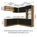 Ver imagem 3 de Cozinha Completa de Canto Madesa Agata 459001 com Armário e Balcão (Sem Tampo e Pia) Rustic/Preto Co