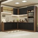 Ver imagem 1 de Cozinha Completa de Canto Madesa Agata 459001 com Armário e Balcão (Sem Tampo e Pia) Rustic/Preto Co