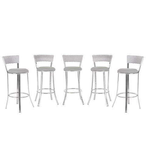 Banqueta Bistro para Bar, Cozinha, Balcão em Alumínio e Fibra Tc Zanutto 5 Unidades Marmore