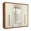 Ver imagem 1 de Guarda Roupa Casal Miletto 6 Portas 3 Gavetas Jatobá/Areia com Espelho - Santos Andirá