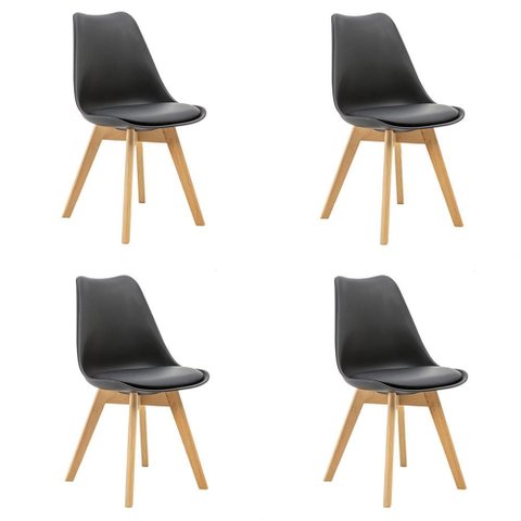 Kit 4 Cadeiras Polipropileno Sala de Jantar Saarinen Wood Estofada