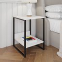 Ver imagem 1 de Mesa Cabeceira Industrial Branca Tókio Base Ferro Preto