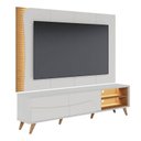 Ver imagem 1 de Rack Bancada com Pés em Madeira e Painel Amalfi Off White Matte Freijó - Colibri