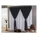 Ver imagem 1 de cortina sala voal liso preto com forro branco 3,00x2,20