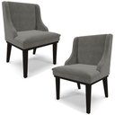 Ver imagem 1 de Kit 2 Cadeiras Decorativas Sala de Jantar Base Fixa de Madeira Firenze Suede Grafite/preto G19 -