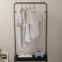 Ver imagem 2 de Arara de metal carrinho com 2 prateleiras e rodinhas - Oikos