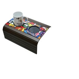 Bandeja para Sofá Porta Copos Decorada Cacau Lindecor Marrom - 2